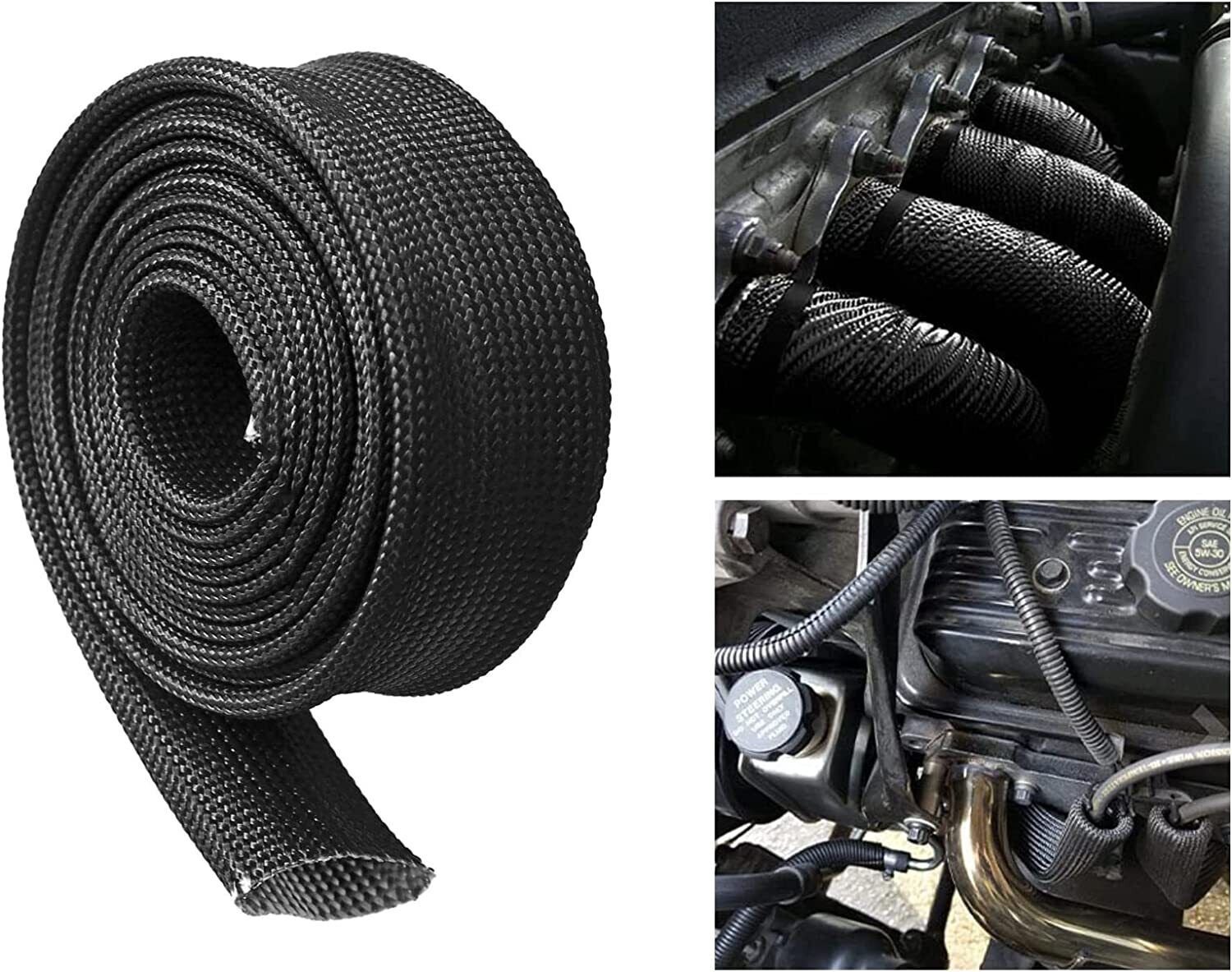 Black Heat Wrap Shield Sleeve For Wire Hose 10Ft-13MM/1/2