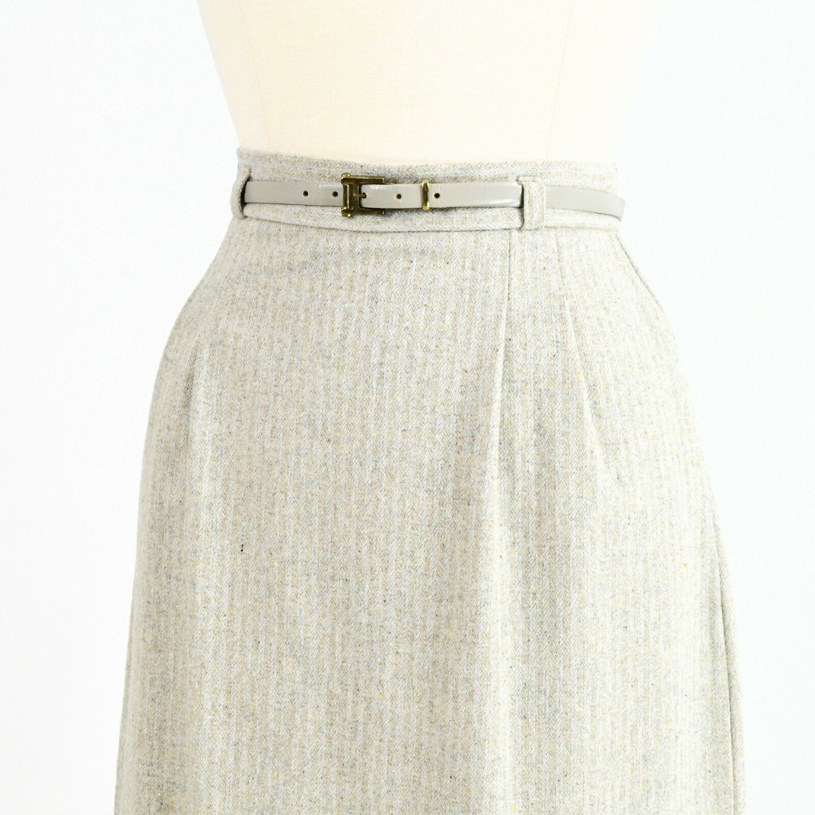 70s Vintage Gray Wool Button Detail Pencil Skirt Womens S US Clothing Co - Fresh Stock Dated March 2026