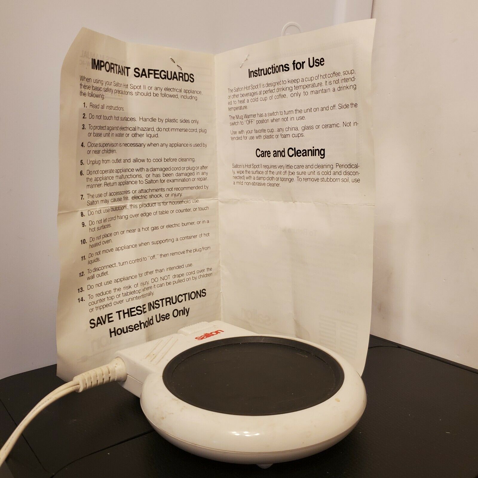 Hot Spot II Salton Model No. MW-4C Coffee Mug warmer Vintage Works - Fresh Stock Dated December 2025