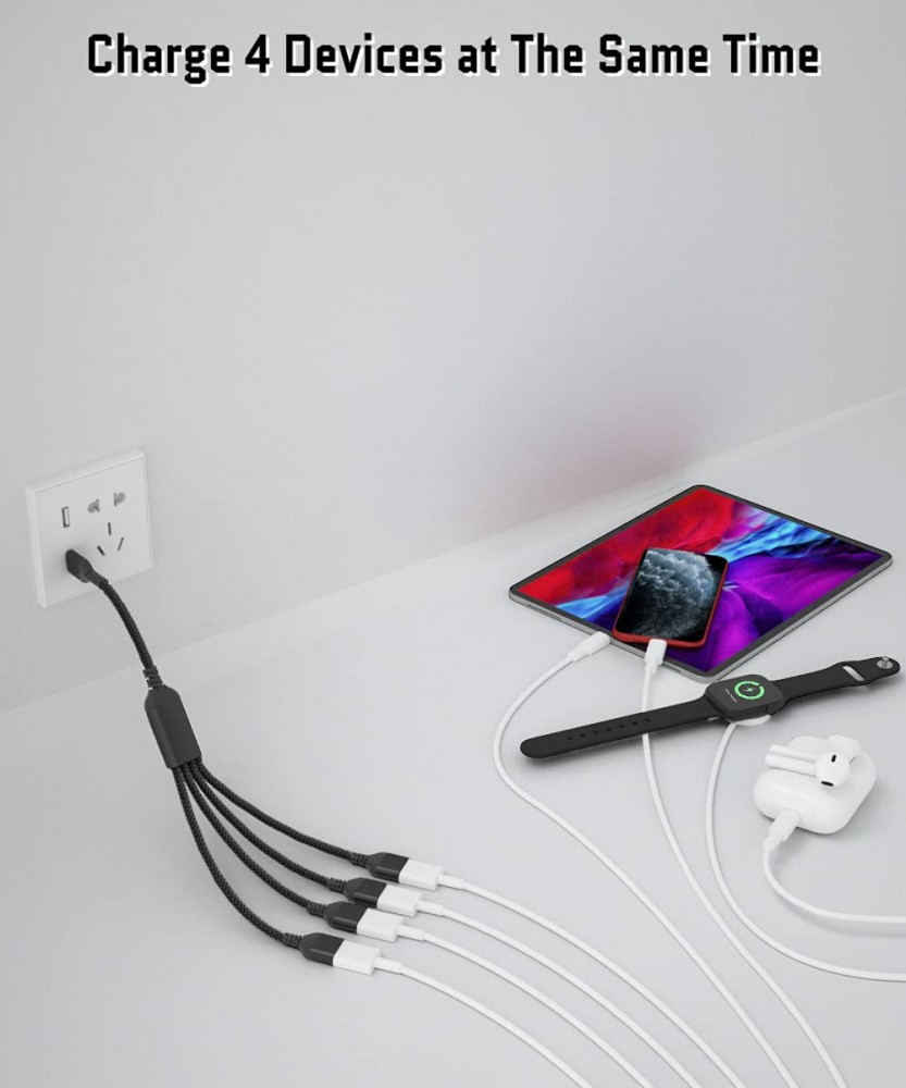 Elebase USB Splitter Y Cable 1FT,1 Male to 4 Female USB-A Expander 1FT, Black - Fresh Stock Dated February 2026