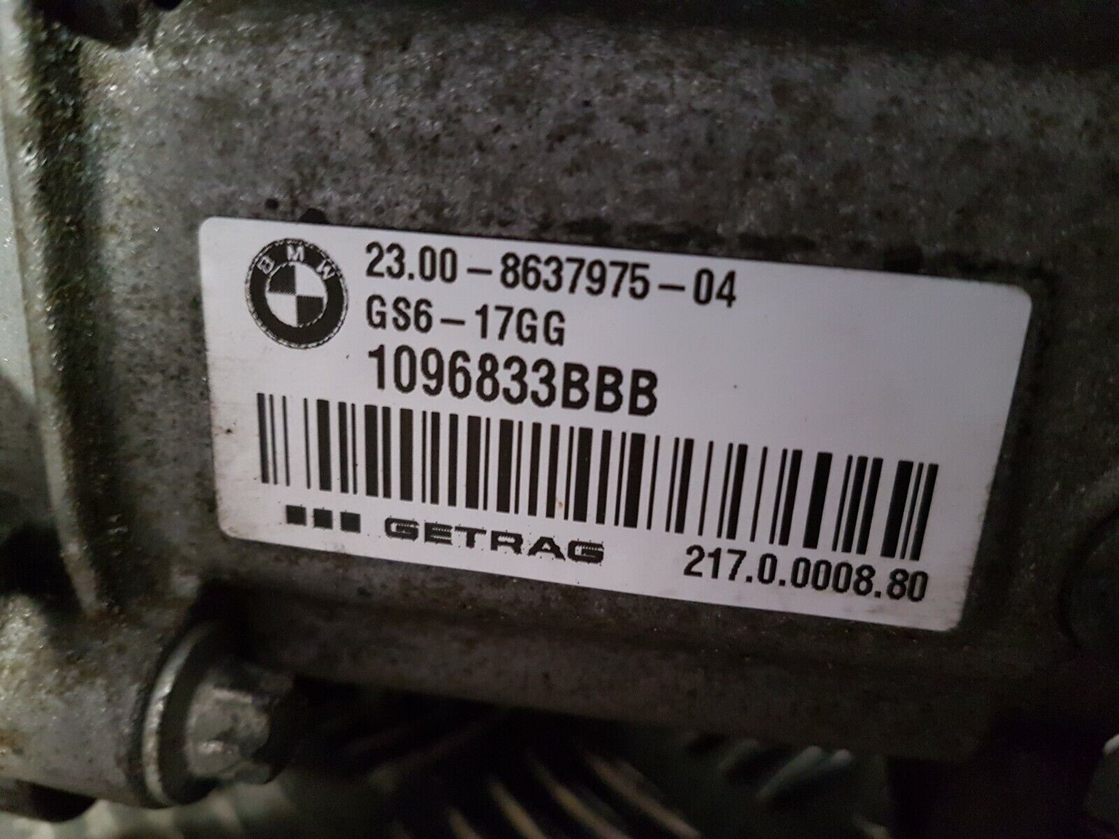 BMW 320 F30 2016 LCI 2.0PETROL 6-SPPED MANUAL GEARBOX  GS6-17BG / 8637975 - Fresh Stock Dated February 2026