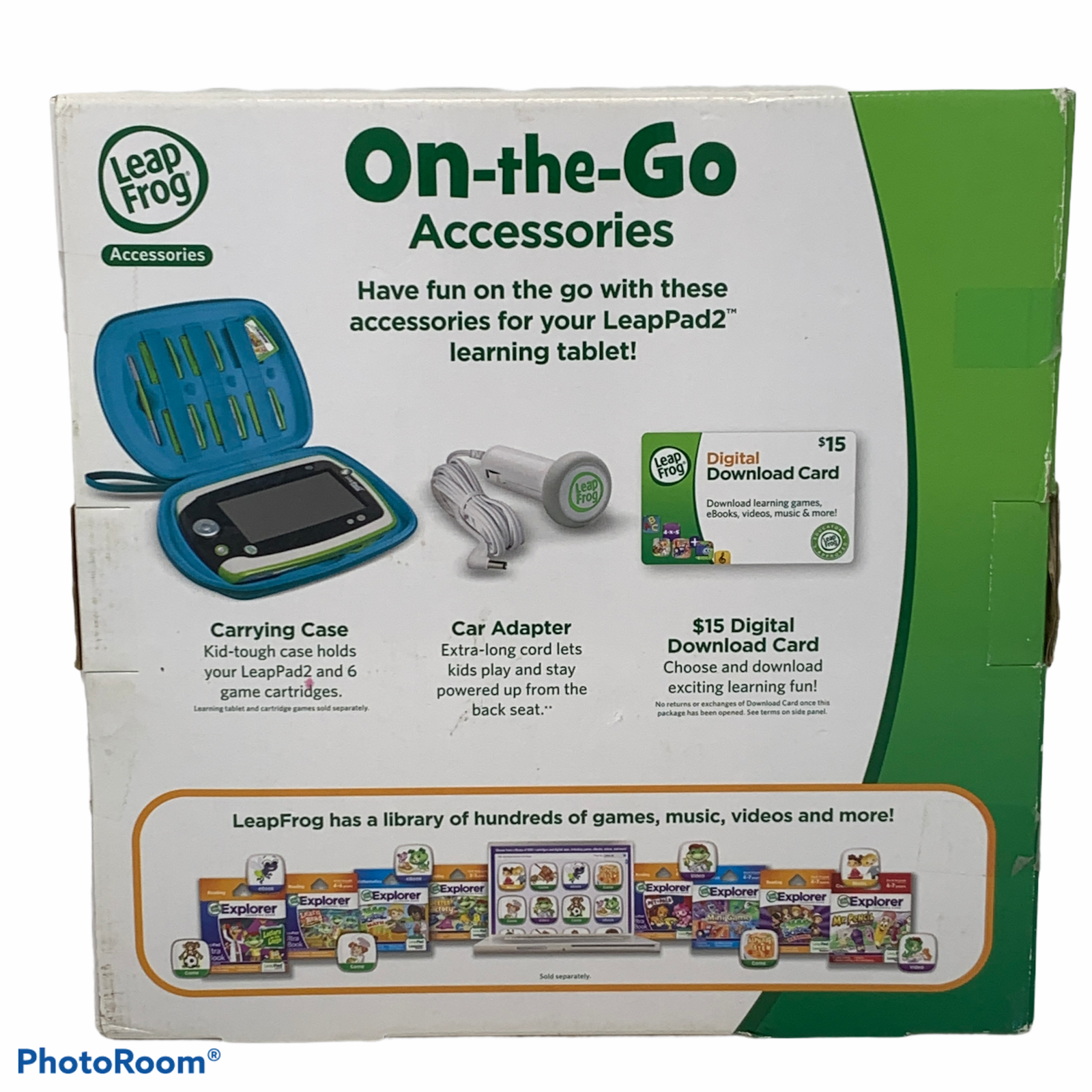 LEAPFROG On-The-Go Accessories Green Floral Carrying Case Car Adapter (Unused) - Fresh Stock Dated February 2026