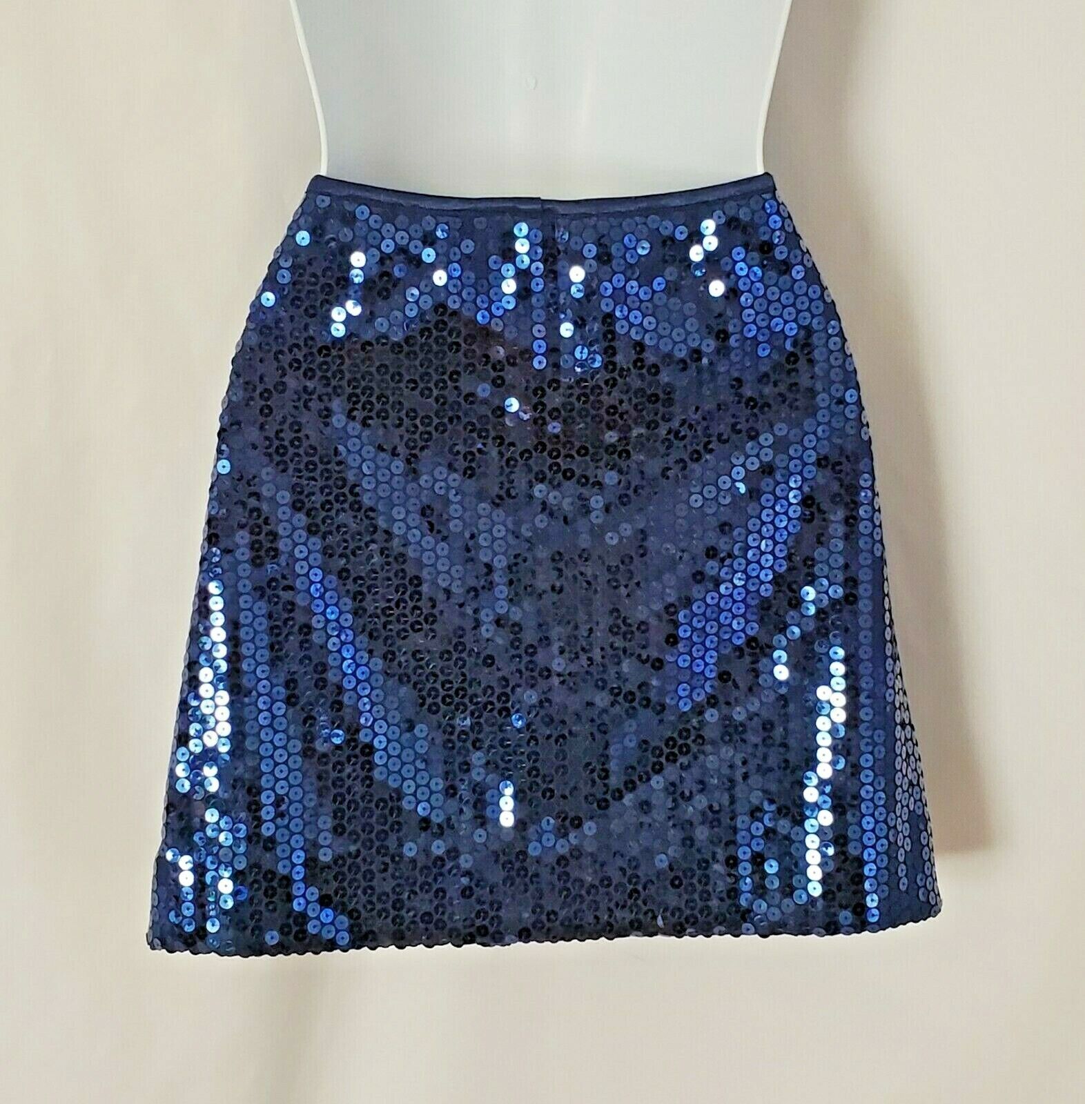 NOS Vintage Shiny Mermaid Mini Skirt Satin Lined Stretch Party Sparkle Blue Med - Fresh Stock Dated March 2026