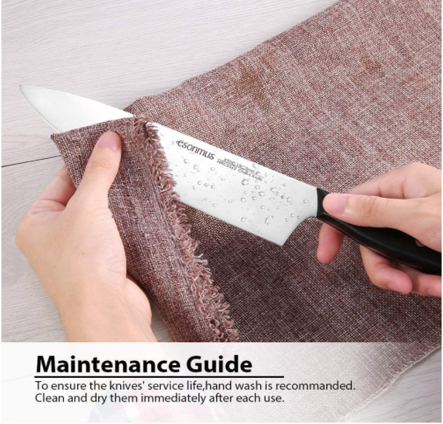 15-Piece German Stainless Steel Kitchen Knife Set with Wooden Block & Sharpener - Fresh Stock Dated December 2025