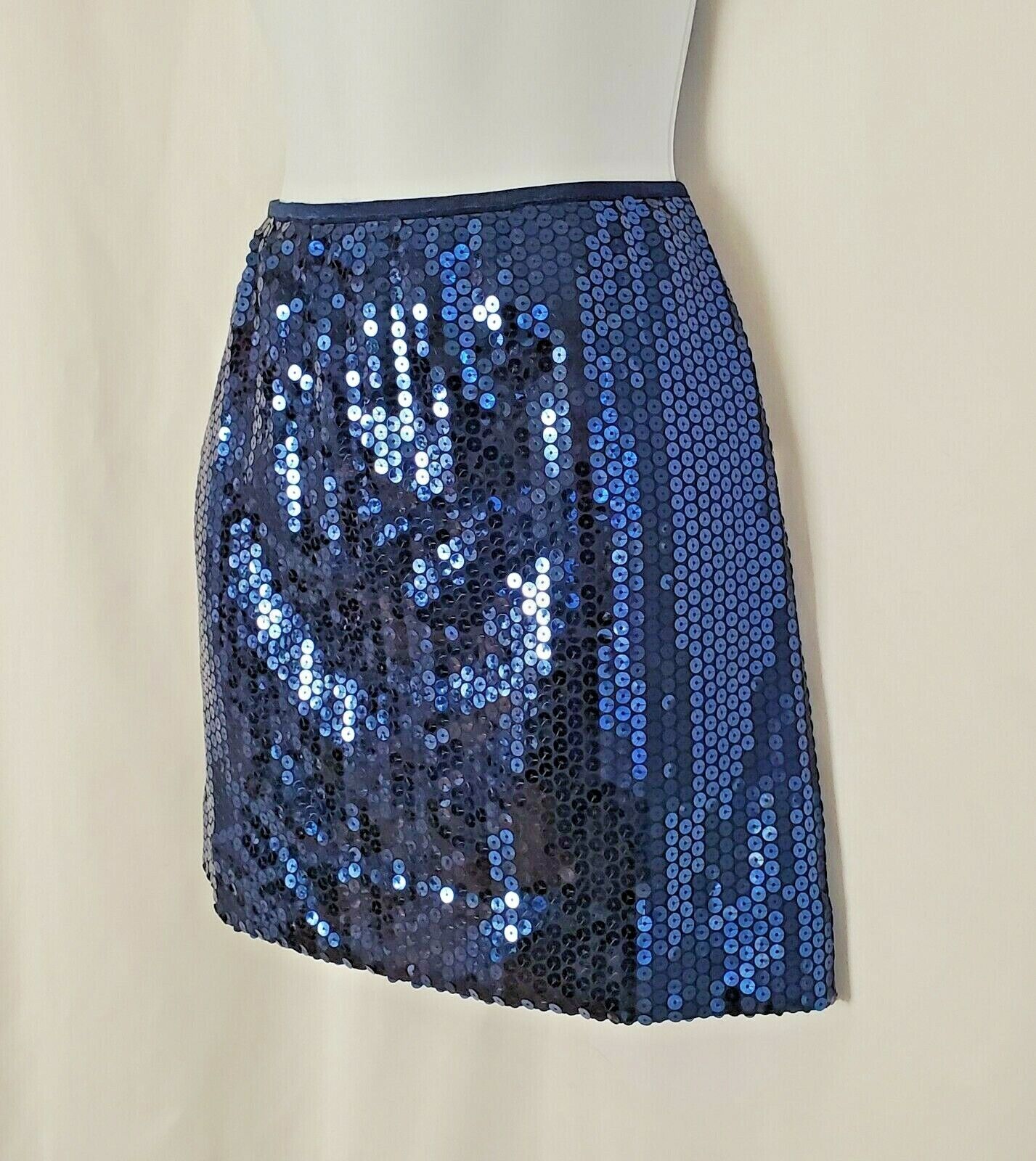 NOS Vintage Shiny Mermaid Mini Skirt Satin Lined Stretch Party Sparkle Blue Med - Fresh Stock Dated March 2026