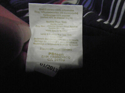 Pottery Barn Teen STD Sham Pair Quilted Blue Orange White Geometric Stripe - Fresh Stock Dated December 2025