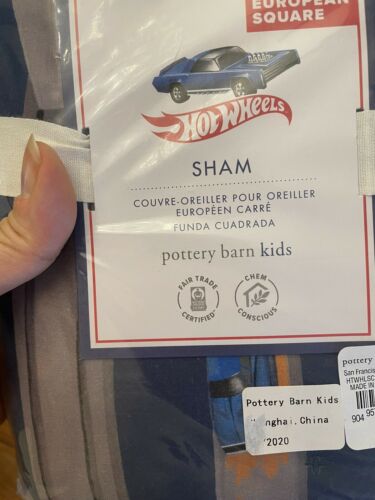Pottery barn kid hot wheels PILLOW Sham Cover Euro car boy toy gift holiday bed - Fresh Stock Dated December 2025