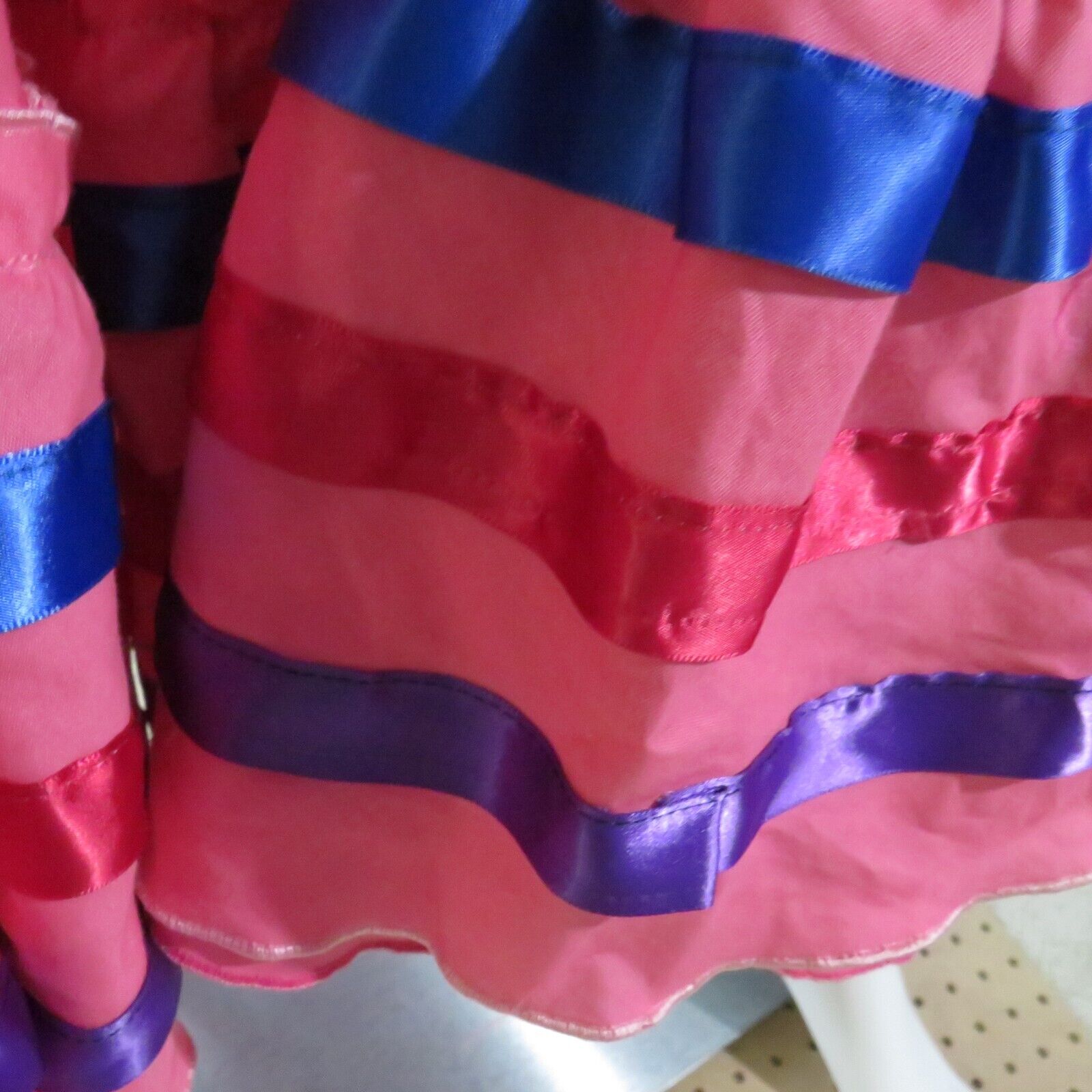 Vintage Mexican Fiesta Patio Dance Skirt Bright Pink w Ribbons M - Fresh Stock Dated March 2026
