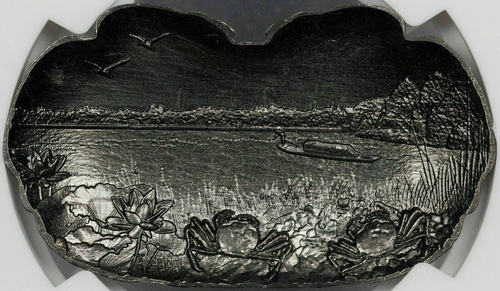 2020 CHINA 40mm COPPER-TIN CHINESE MITTEN CRAB NGC MS70 ANTIQUED FINEST KNOWN - Fresh Stock Dated February 2026