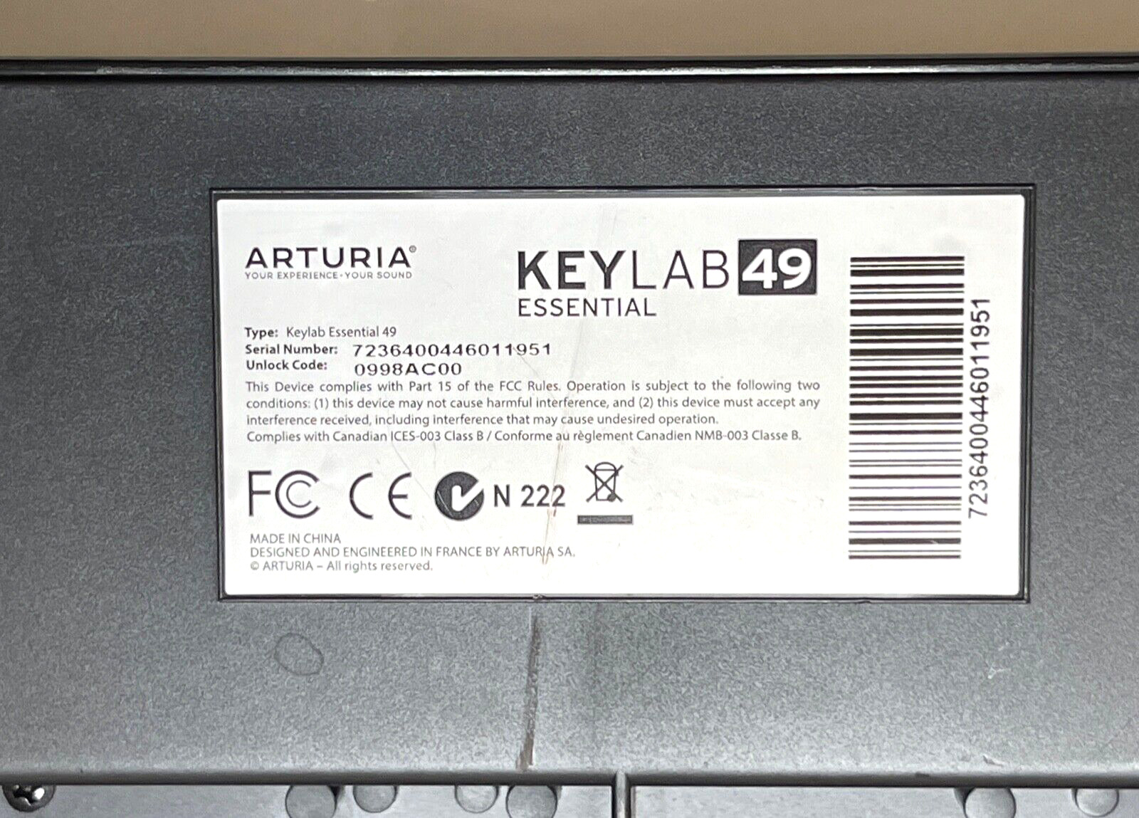 Arturia KeyLab Essential 49 MIDI Keyboard Controller Black Edition FOR PARTS - Fresh Stock Dated February 2026