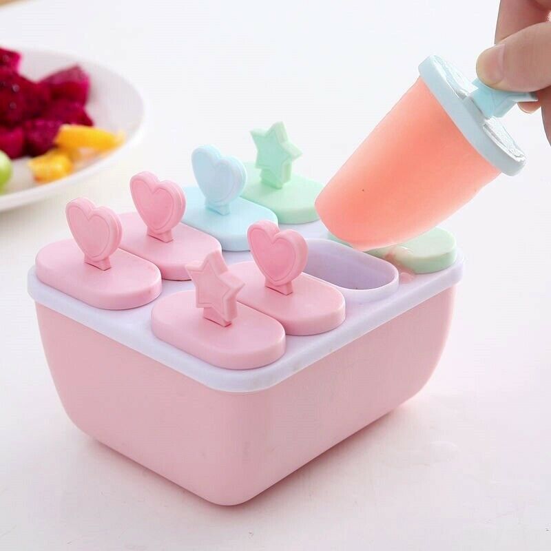 Frozen Popsicle Molds Ice Cream Pop Maker Freezer Tray Sticks with Fruit Summer - Fresh Stock Dated February 2026