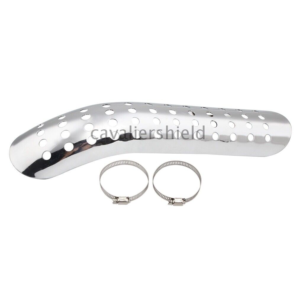 Chrome Heat Shield Curve Exhaust Muffler Pipe Covers Guard For Harley Chopper US - Fresh Stock Dated February 2026