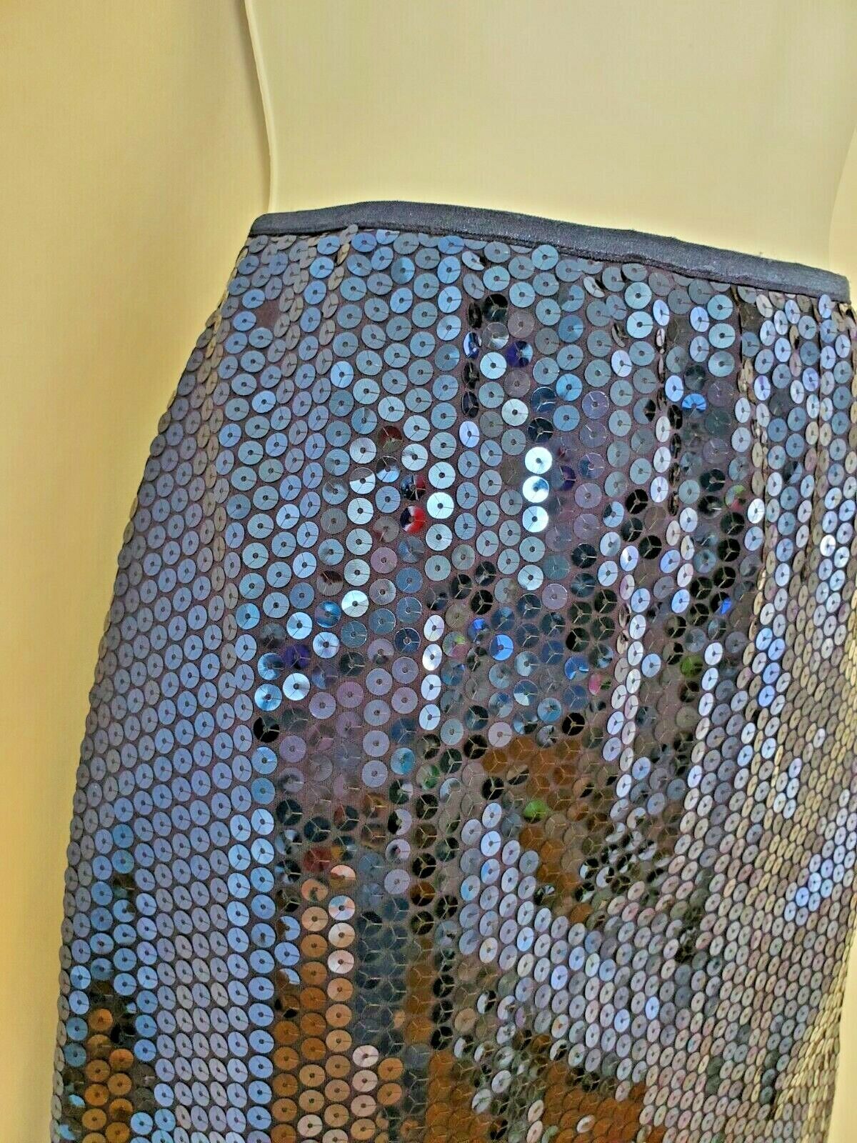 NOS Vintage Shiny Mermaid Mini Skirt Satin Lined Stretch Party Sparkle Blue Med - Fresh Stock Dated March 2026