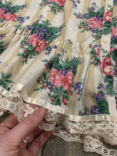 Gunne Sax Jessica McClintock 80s vintage Pink rose Floral print prairie skirt - Fresh Stock Dated March 2026