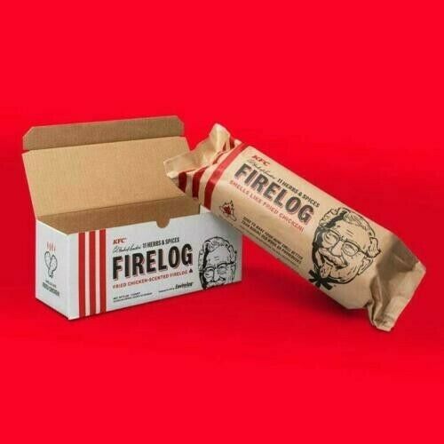 Lot of 2 KFC FIRE LOG 11 HERBS & SPICES ENVIRO LOG KENTUCKY FRIED CHICKEN - Fresh Stock Dated December 2025