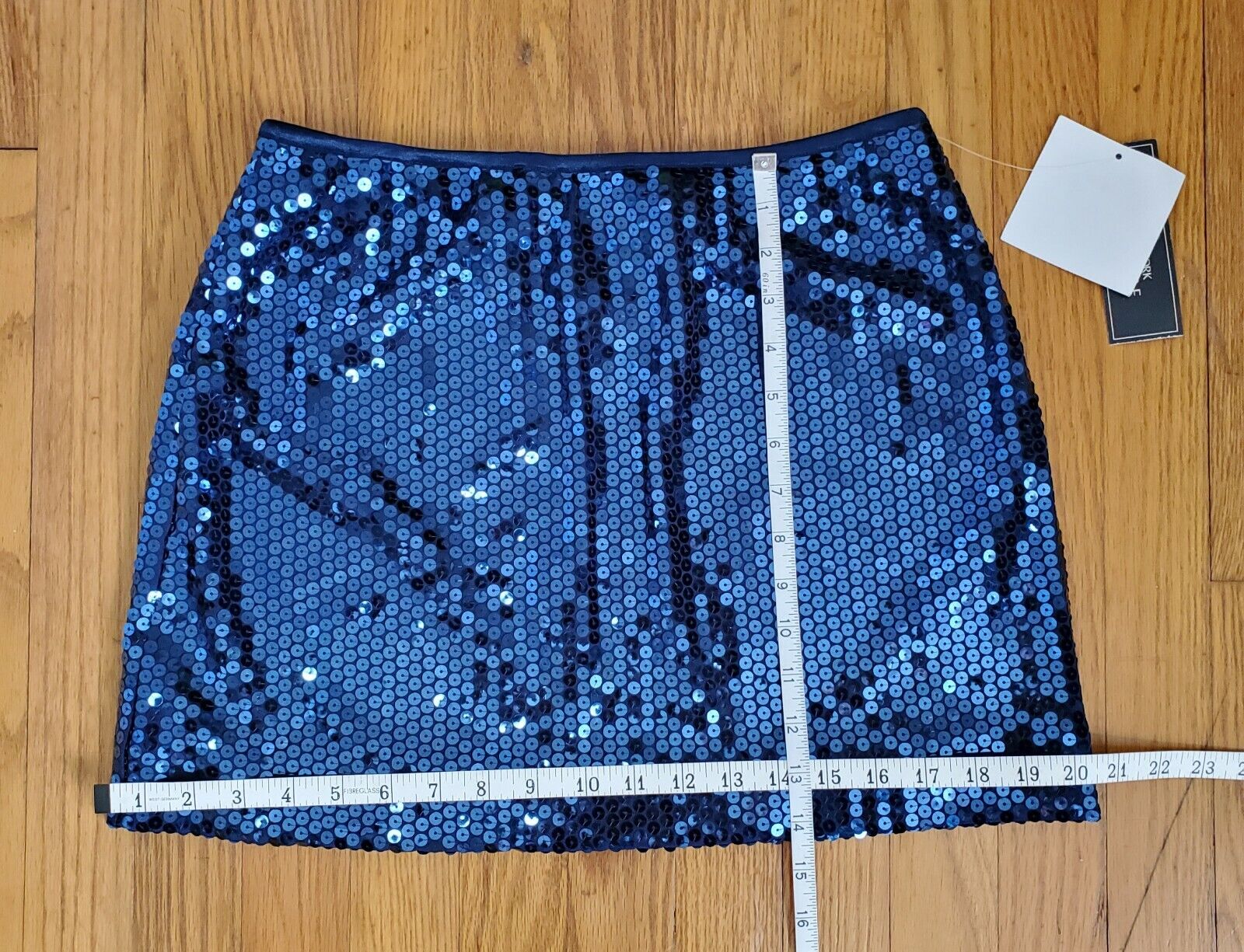 NOS Vintage Shiny Mermaid Mini Skirt Satin Lined Stretch Party Sparkle Blue Med - Fresh Stock Dated March 2026