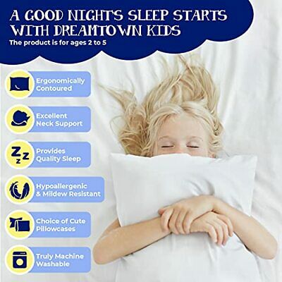 Toddler Pillow with Pillowcase 14x19 - Chiropractor Recommended. Made in White - Fresh Stock Dated December 2025