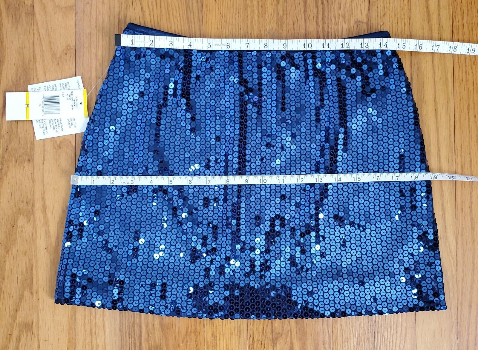 NOS Vintage Shiny Mermaid Mini Skirt Satin Lined Stretch Party Sparkle Blue Med - Fresh Stock Dated March 2026