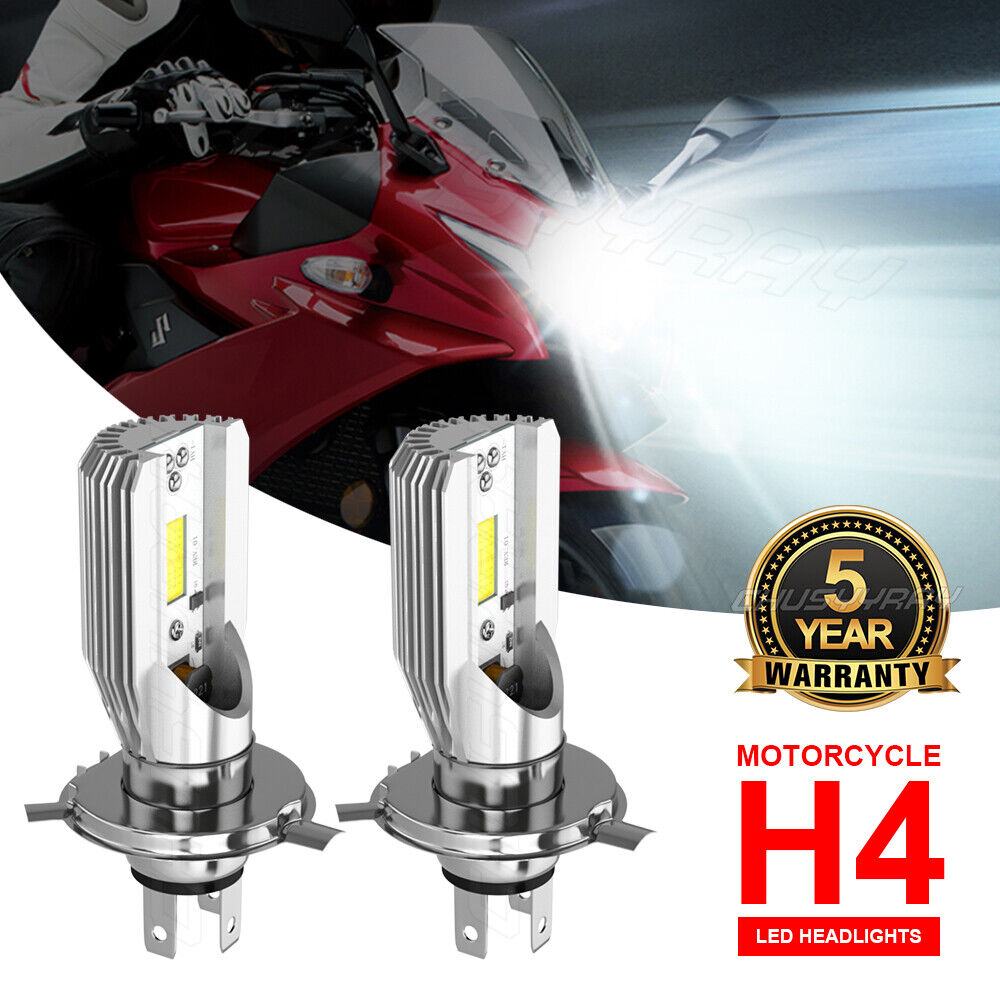 H4 9003 FANLESS LED Bulb HID White Hi/Lo Beam Motorcycle Headlight Super Bright - Fresh Stock Dated February 2026