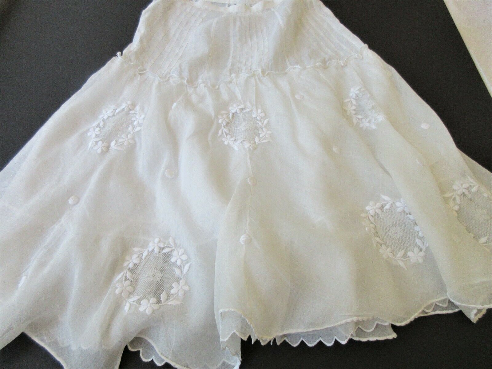 VINTAGE 1930's LAWN SKIRT W/ FRENCH NET LACE INSERTS & EMBROIDERY S/M - Fresh Stock Dated December 2025