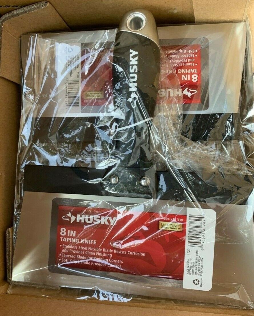 HUSKY 8 in. Stainless Steel Drywall Taping Knife with Soft Grip Handle (4 PACK) - Fresh Stock Dated February 2026