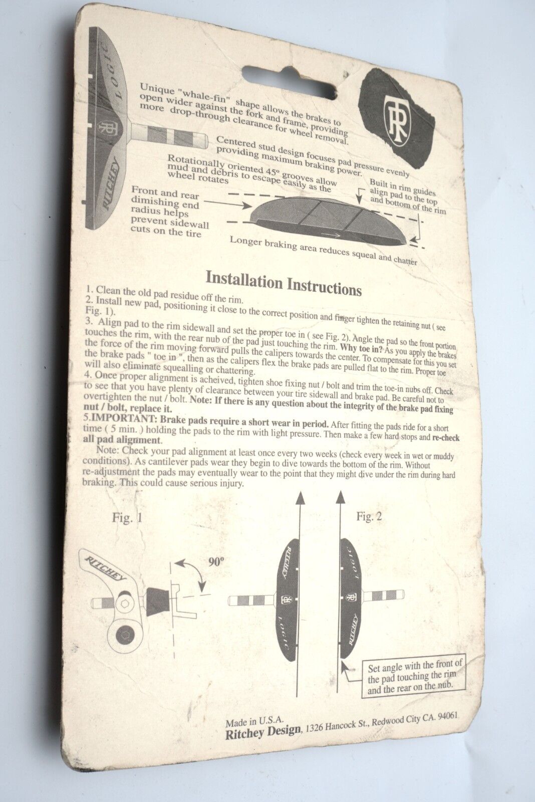Ritchey Logic Smoothpost Cantilever Vintage MTB Cult Brake Pads Black NIP NOS - Fresh Stock Dated February 2026