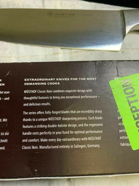 Wusthof Classic Ikon Silver Black Straight Blade Edge Chefs Knife - Fresh Stock Dated December 2025