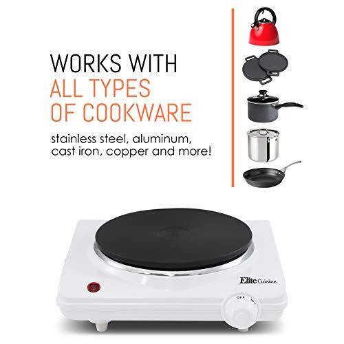 Elite ESB-301F Countertop Single Cast Iron Burner 1000 Watts Hot Plate Temper... - Fresh Stock Dated February 2026