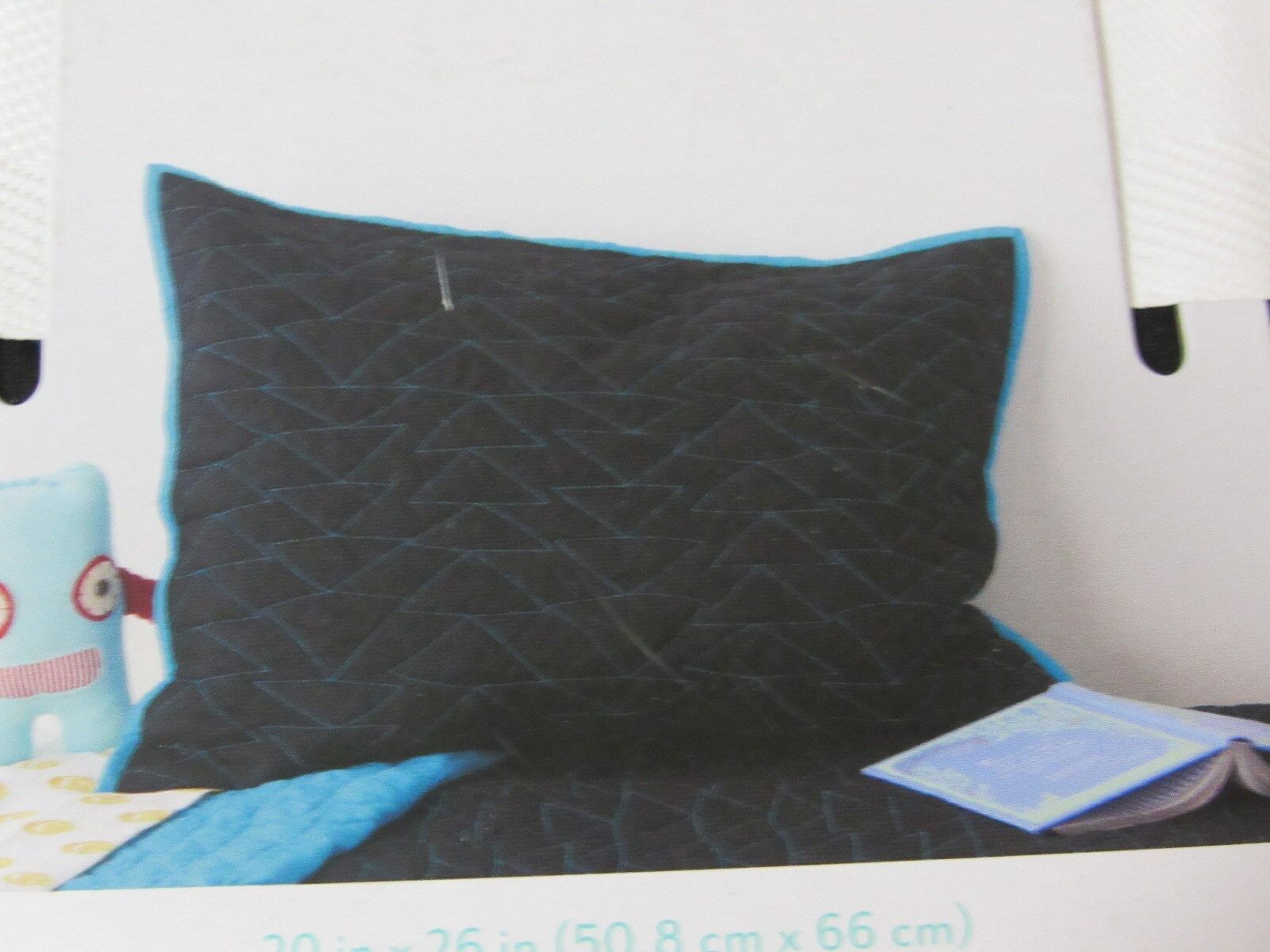 Pillowfort Triangle Stitch Sham black blue kids bedding new - Fresh Stock Dated December 2025