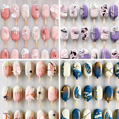 Popsicle Molds, 2 Pack Cake Pop Molds Silicone, 4 Cavities Homemade Cakesicle 50 - Fresh Stock Dated February 2026