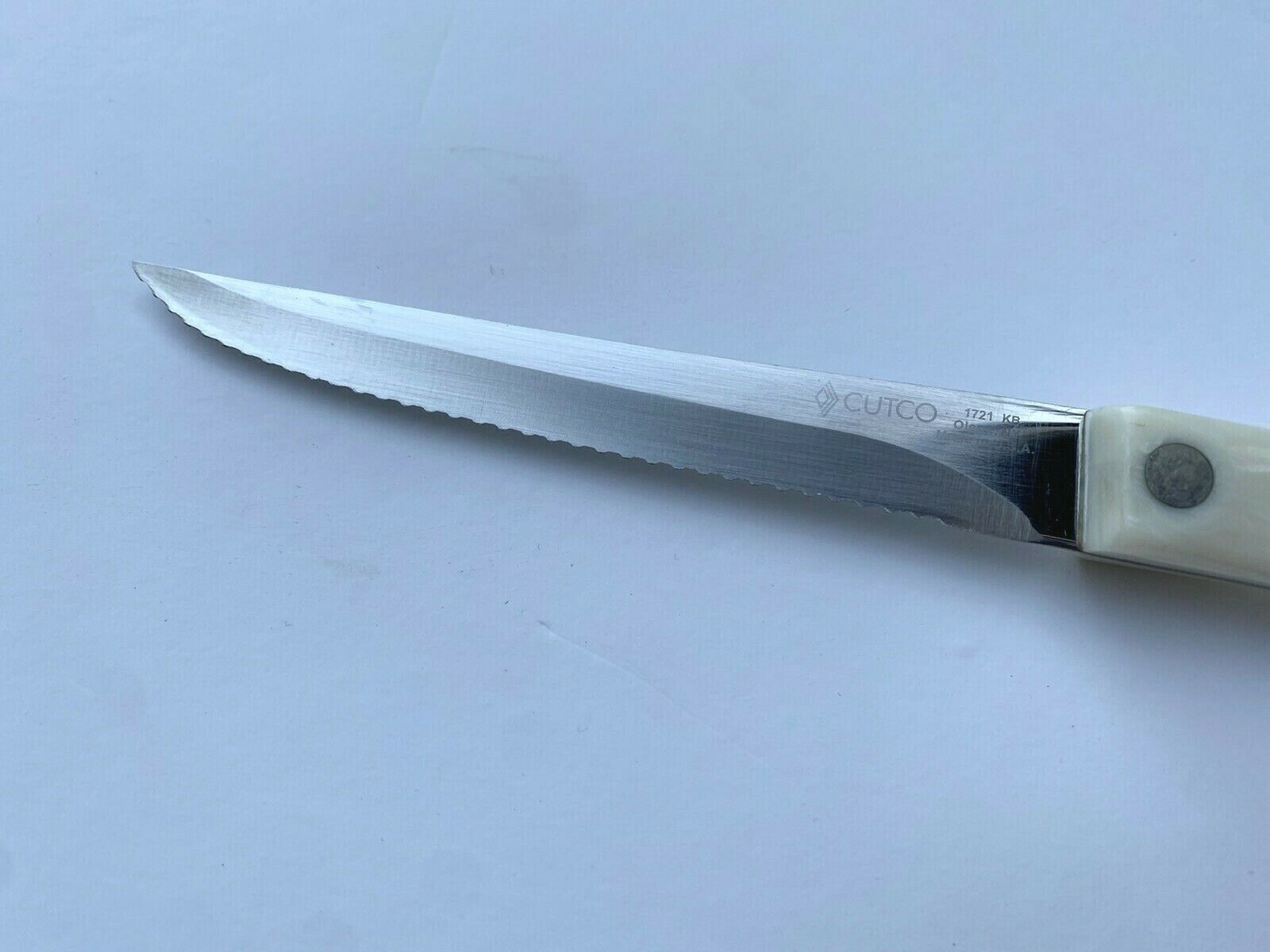 Cutco No. 1721 Trimmer Serrated Knife Pearl White Handle - USA - Fresh Stock Dated December 2025