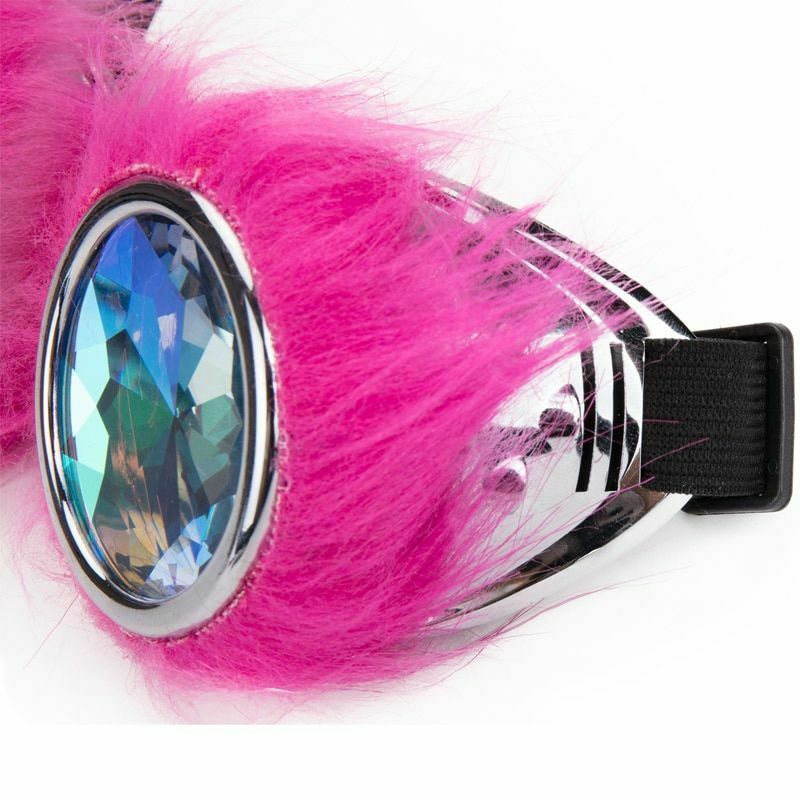 Kaleidoscope Lens Rave Festival Party EDM Glasses Cosplay Vintage Hairy Goggles - Fresh Stock Dated February 2026