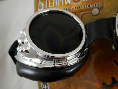Radioactive Aviator Goggles silver black adult NEW Steamworks Steampunk - Fresh Stock Dated February 2026