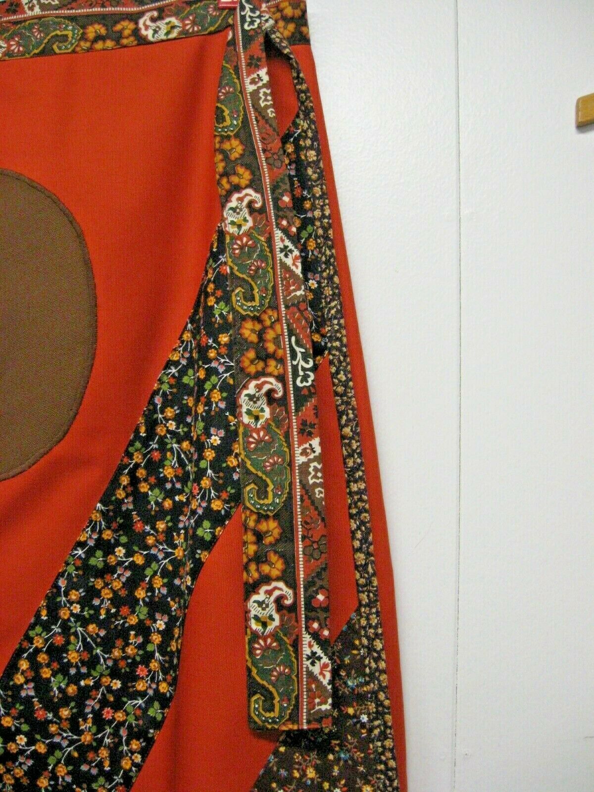 Vintage 60s 70s maxi skirt ORANGE BROWN Applique RAM MOUSE ANIMAL MAXI SKIRT - Fresh Stock Dated February 2026