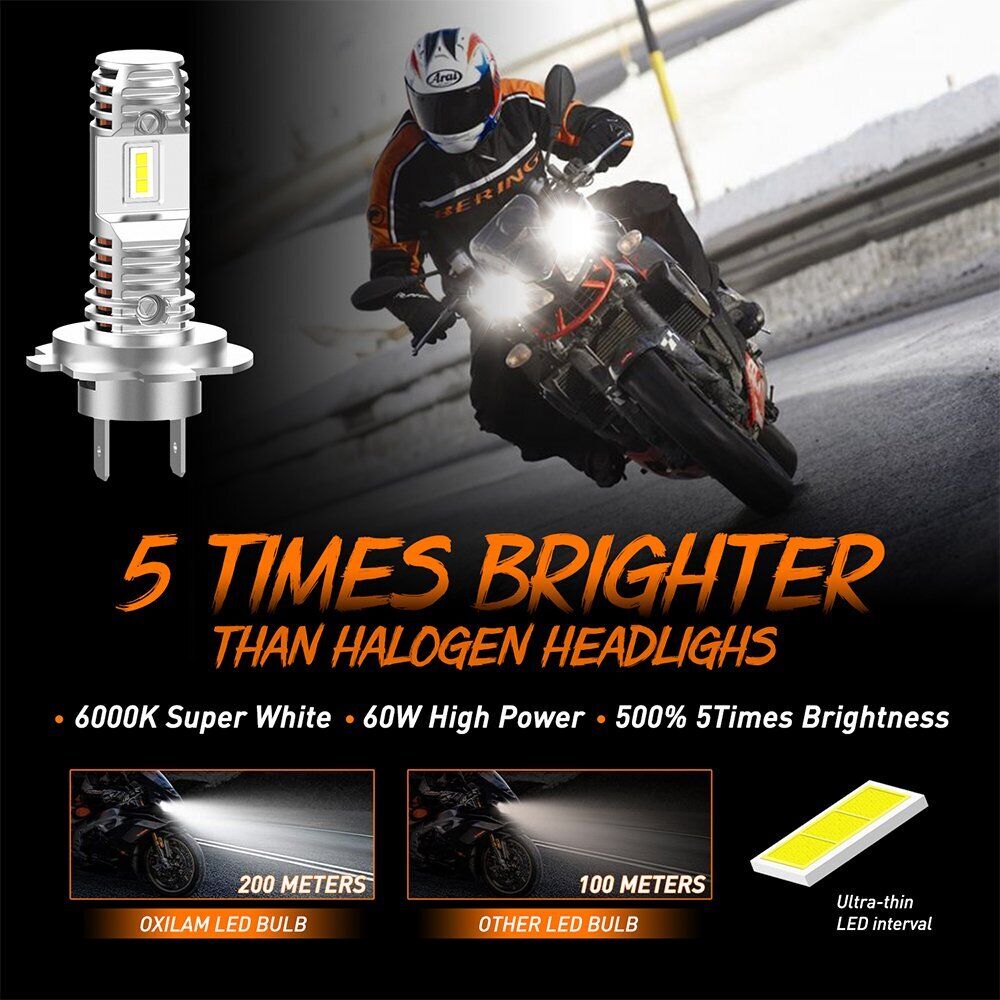 H7 Motorcycle LED Headlight Bulb Kit Hi Lo Beam 6000K White Plug Play Canbus EAN - Fresh Stock Dated February 2026