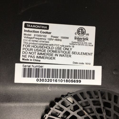 Tramontina Induction Counter Cooker Cooktop Single Burner Model 81500/102 - Fresh Stock Dated December 2025