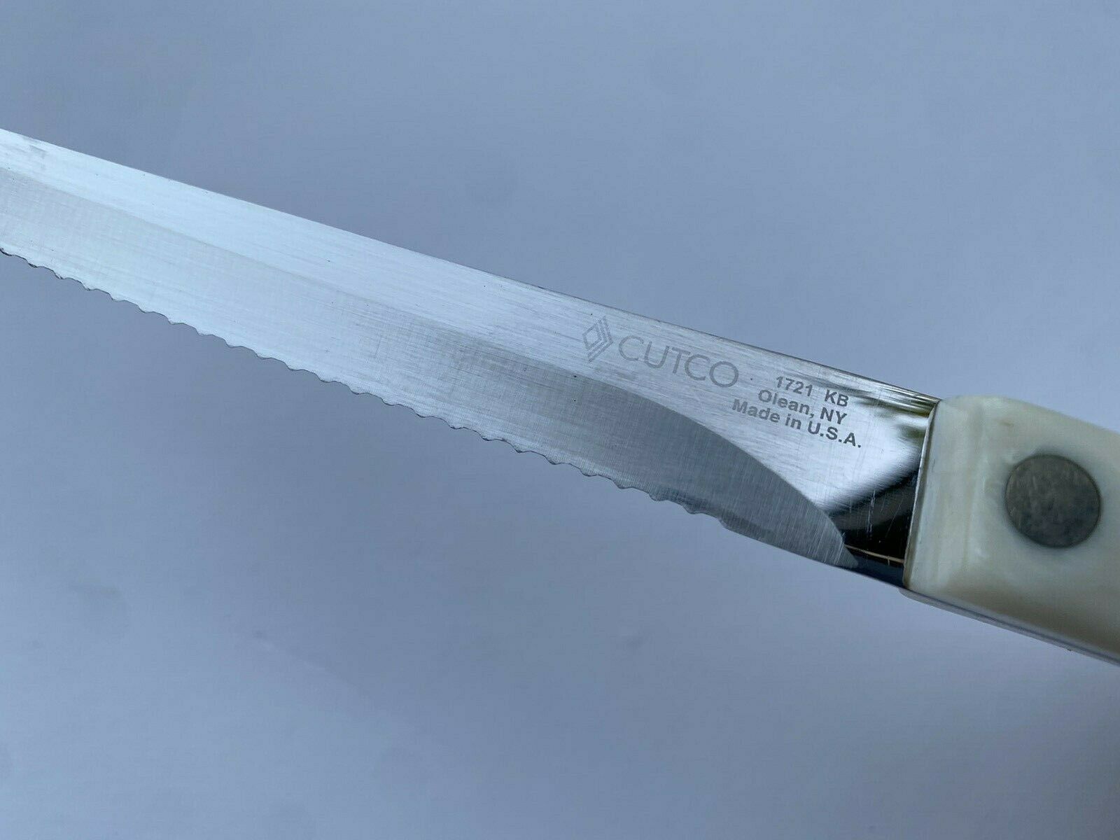 Cutco No. 1721 Trimmer Serrated Knife Pearl White Handle - USA - Fresh Stock Dated December 2025