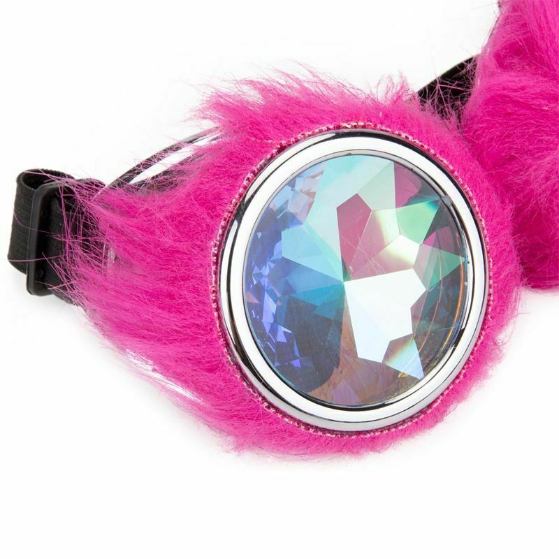 Kaleidoscope Lens Rave Festival Party EDM Glasses Cosplay Vintage Hairy Goggles - Fresh Stock Dated February 2026