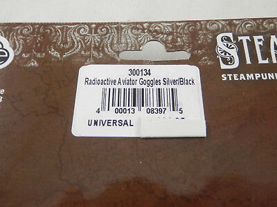 Radioactive Aviator Goggles silver black adult NEW Steamworks Steampunk - Fresh Stock Dated February 2026