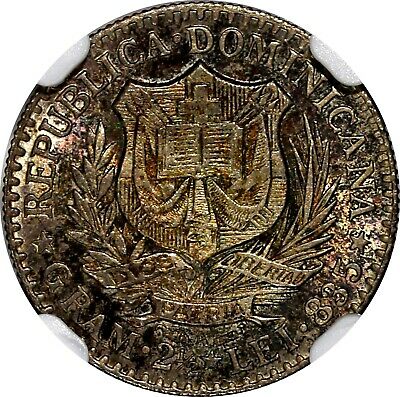 Dominican Republic Silver 1891 A 50 Centesimos NGC MS63 SCARCE NICE TONED KM# 10 - Fresh Stock Dated February 2026