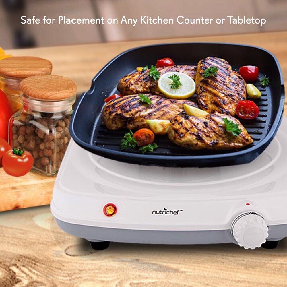 NutriChef Buffet Hot Plate Electric Countertop Burner | Adjustable Temperature - Fresh Stock Dated February 2026