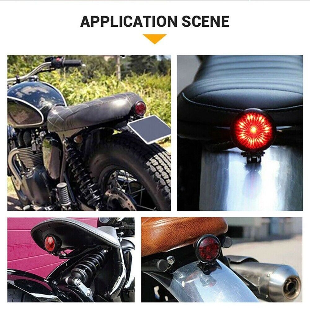Motorcycle LED Rear Tail Light Brake Smoke Stop Light For Cafe Bobber Chopper - Fresh Stock Dated February 2026
