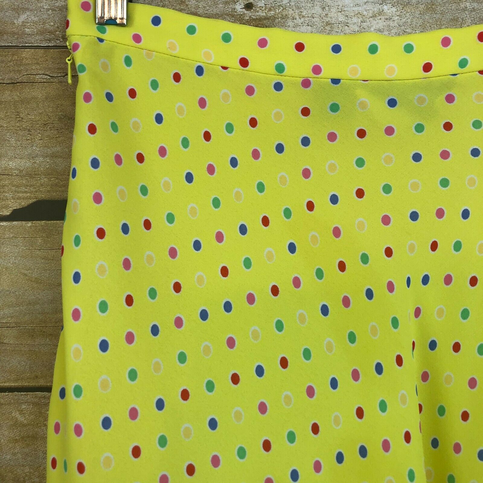 Vintage 90s 2 Piece Set Midi Skirt Yellow Striped Polka Dot Bright Rainbow Small - Fresh Stock Dated December 2025