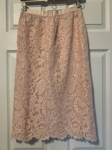 Vintage Oscar de la Renta Lined Lace Midi Pencil Skirt Blush Pink Cottagecore - Fresh Stock Dated December 2025
