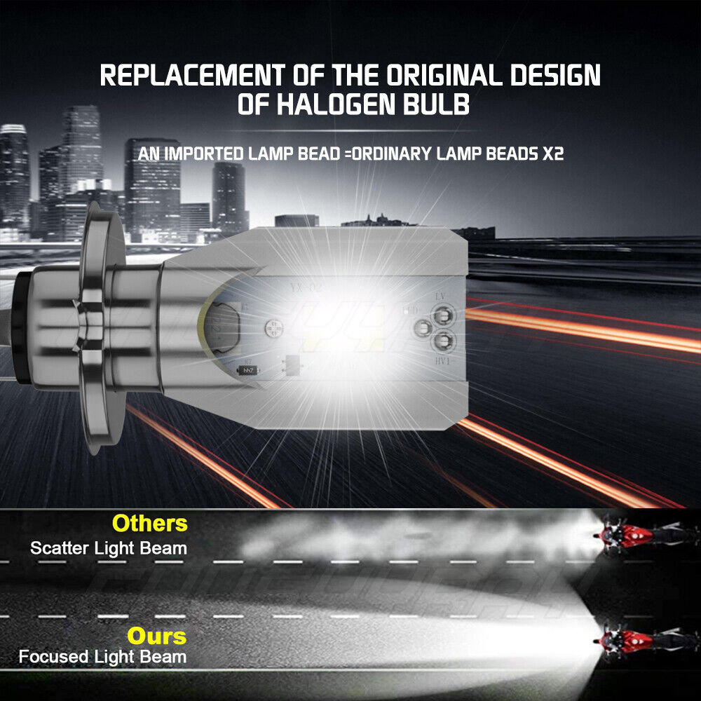 H4 9003 FANLESS LED Bulb HID White Hi/Lo Beam Motorcycle Headlight Super Bright - Fresh Stock Dated February 2026