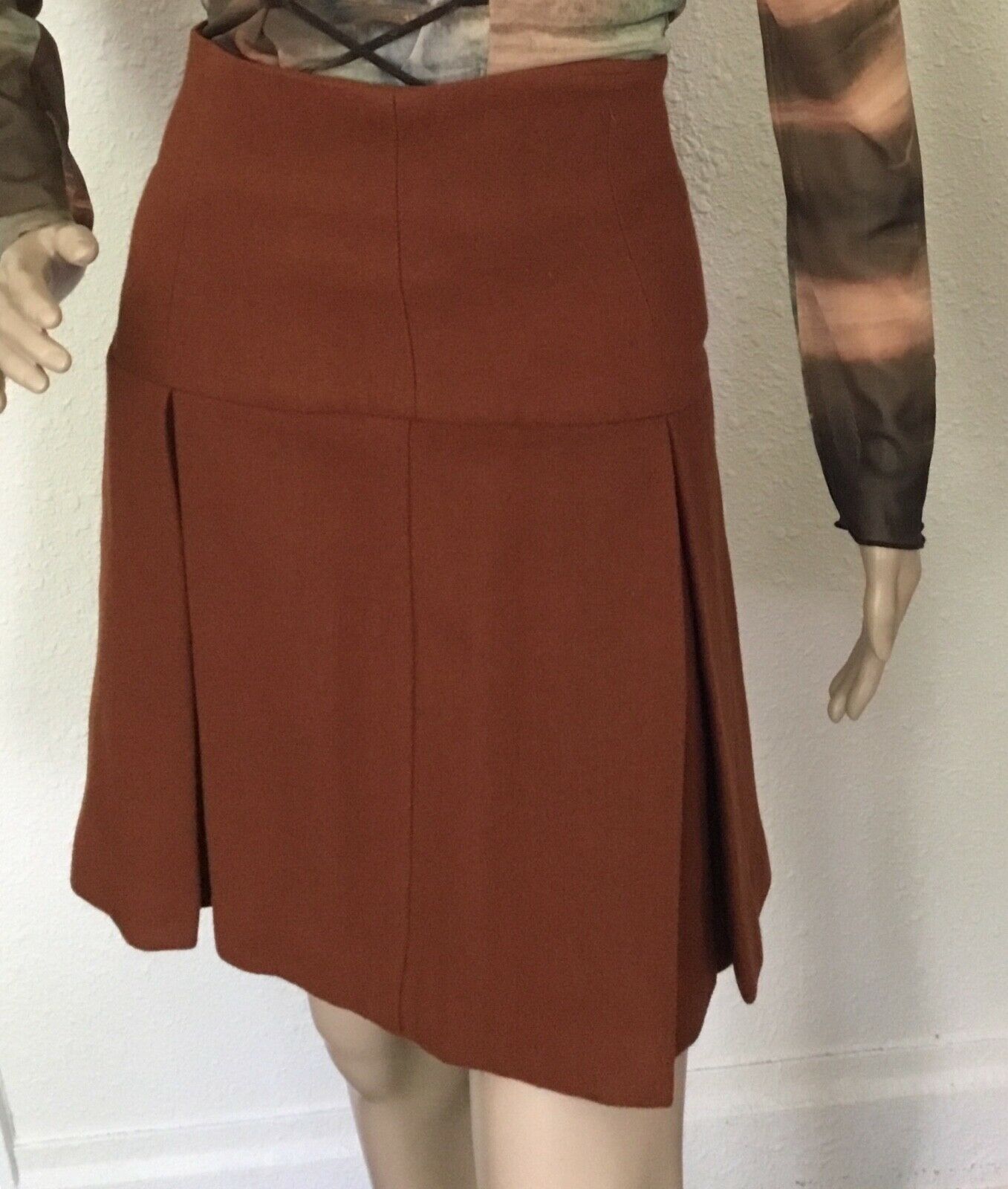 70’s Vintage Retro Burnt Orange Hi-waist Mod/Gogo Mini Skirt - Fresh Stock Dated December 2025