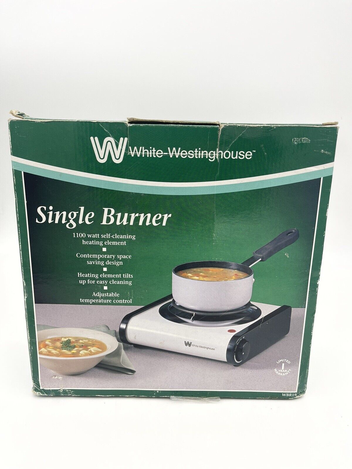 White-Westinghouse Single Electric Burner WBR19 Tested! In Box w/ Instructions - Fresh Stock Dated February 2026