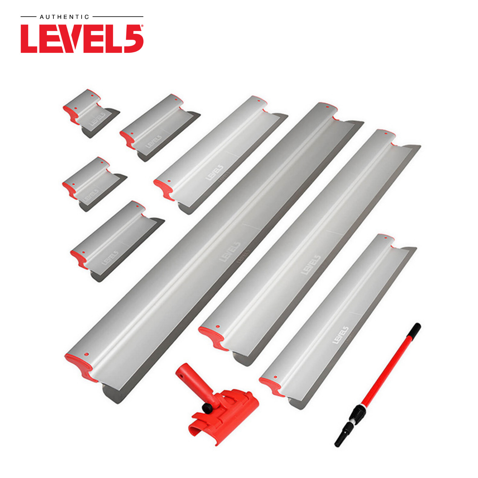 LEVEL5 Drywall Skimming Blades 10 pc Stainless Steel w/ Adapter + Handle | 5-446 - Fresh Stock Dated February 2026