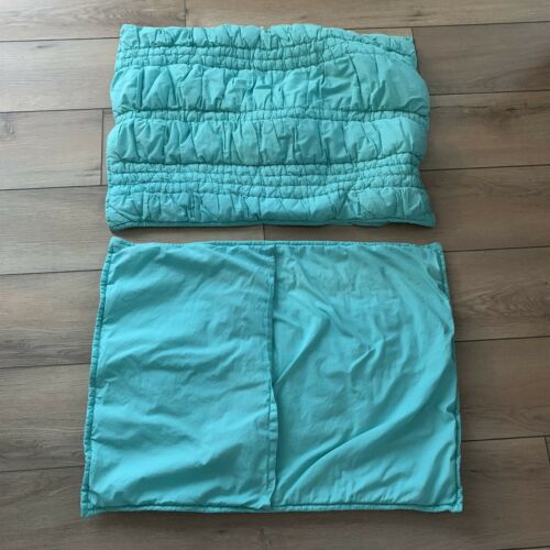 Lot of 2 Pottery Barn Teen Aqua Teal Turquoise Ruched Standard Shams - Fresh Stock Dated December 2025