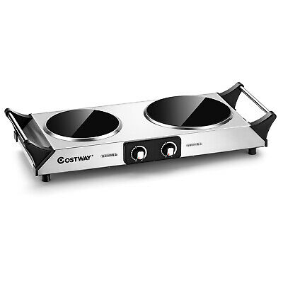 Costway Electric Hot Plate Ceramic Double Burner 1800W Infrared Cooktop w/Handle - Fresh Stock Dated February 2026